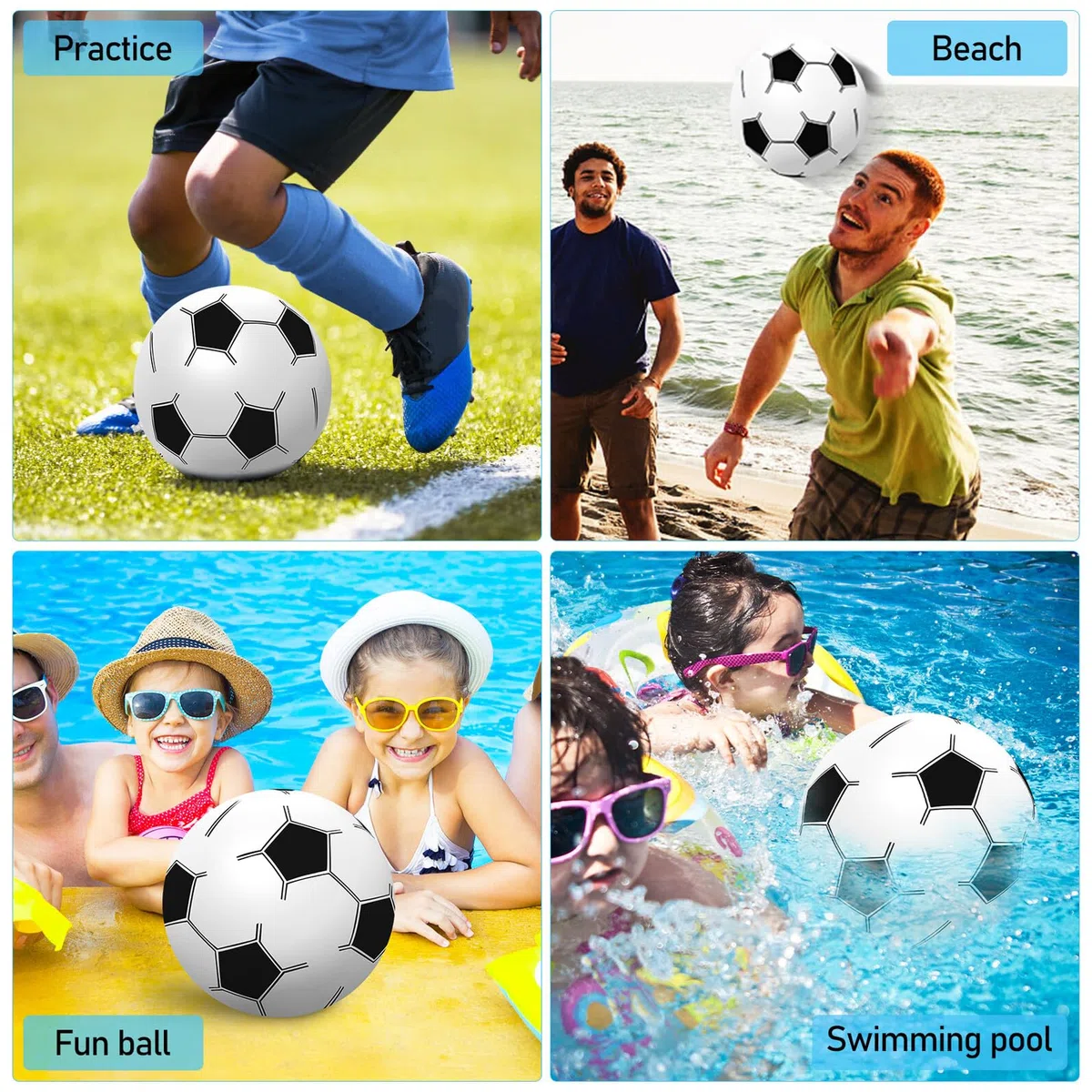 Lot de 15 Ballons de Football Gonflables en PVC Réutilisables et Résistants Ambiance Estivale aux Jeux de Plage et Fêtes