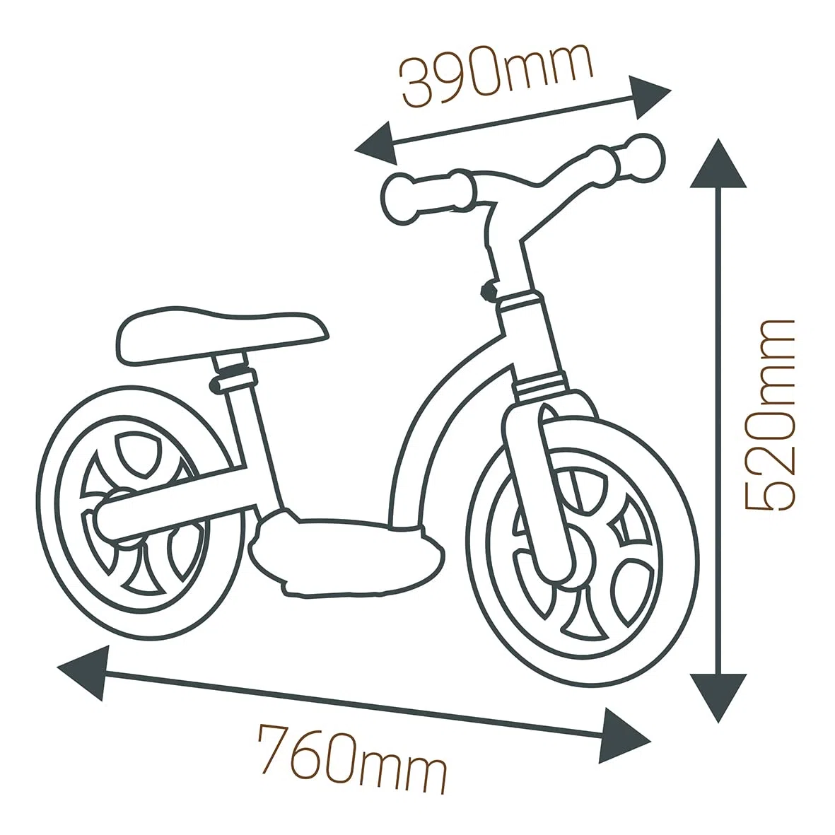 Smoby - Draisienne Confort - Roues Silencieuses - Facile à Manier - Repose-Pieds + Béquille Intégrée - Selle Réglable - A Partir de 2 Ans