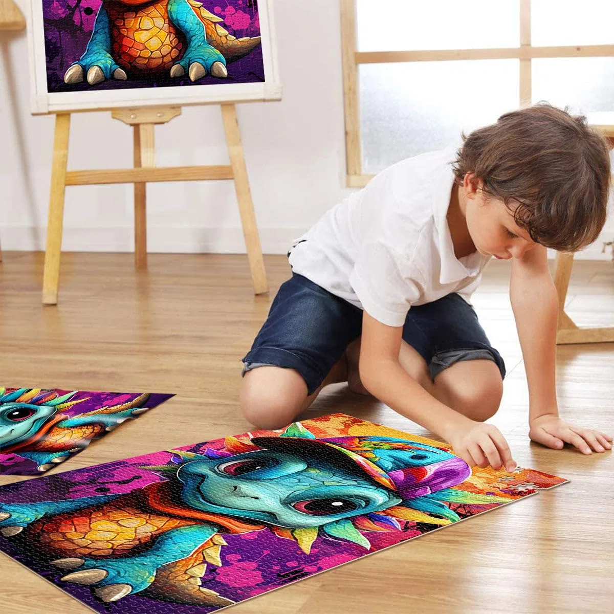 Puzzle pour Adultes 2000 pièces Art Dragon Bébé Puzzle pour Jeu éducatif Défi Jouet Illustration Cadeau 27,56 po x 39,37 po pour Les 14 Ans