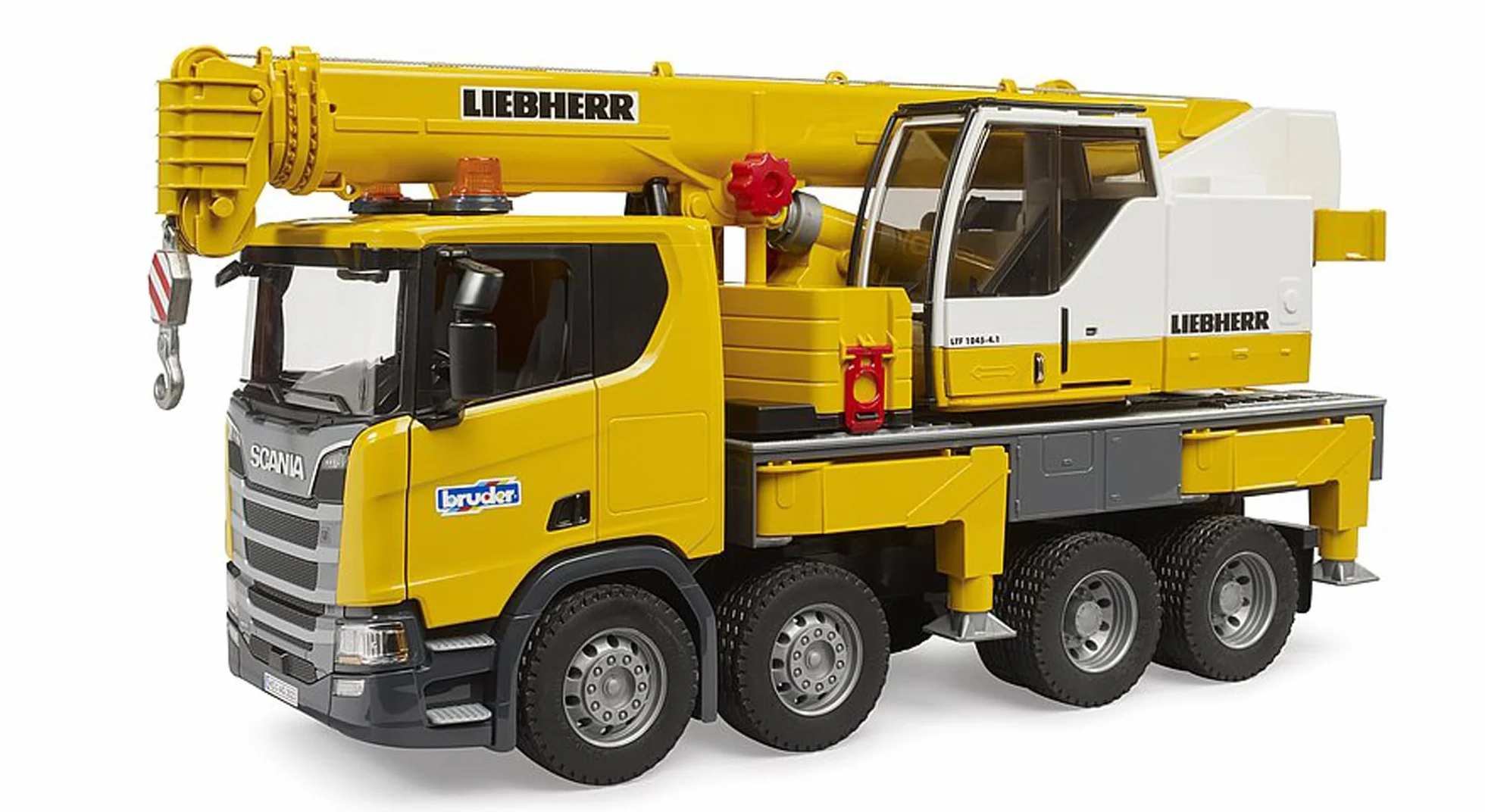 bruder 03571 - Camion Scania Super 560R équipé d'une grue Liebherr | Véhicule de chantier avec module lumineux et sonore, camion-grue, jouet à partir de 4 ans, échelle 1:16