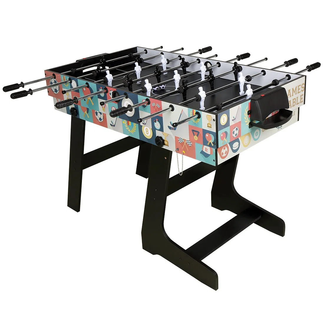 hj Table Pliable Multi Jeux 4 en 1 Pliante 121cm-Billard/Babyfoot/Hockey/Tennis de Table