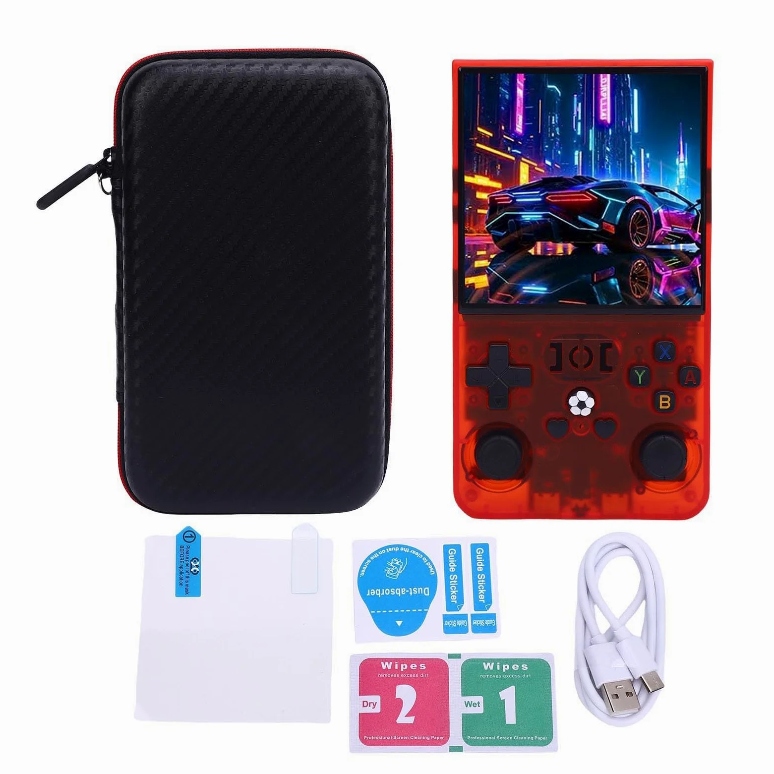 Ejoyous Console de Jeu Portable ABS Console de Jeu Vidéo Portable 4 Pouces 720 X 720 Système 4000 MAh Double Joysticks USB C pour Les Fans de Jeux Rétro de Voyage (64G)
