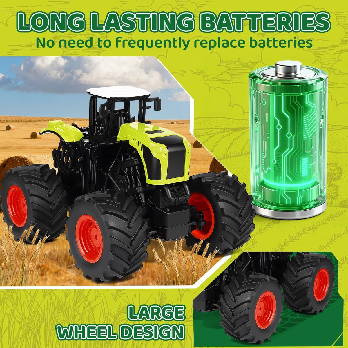 Tracteur Telecommandé Enfant de 3 4 5 6 Ans - RC Jouet Ferme Camion Chantier Télécommandé Véhicule avec Cool Lumière et Réaliste Son, Cadeau de Noël Anniversaire per Filles Garçons
