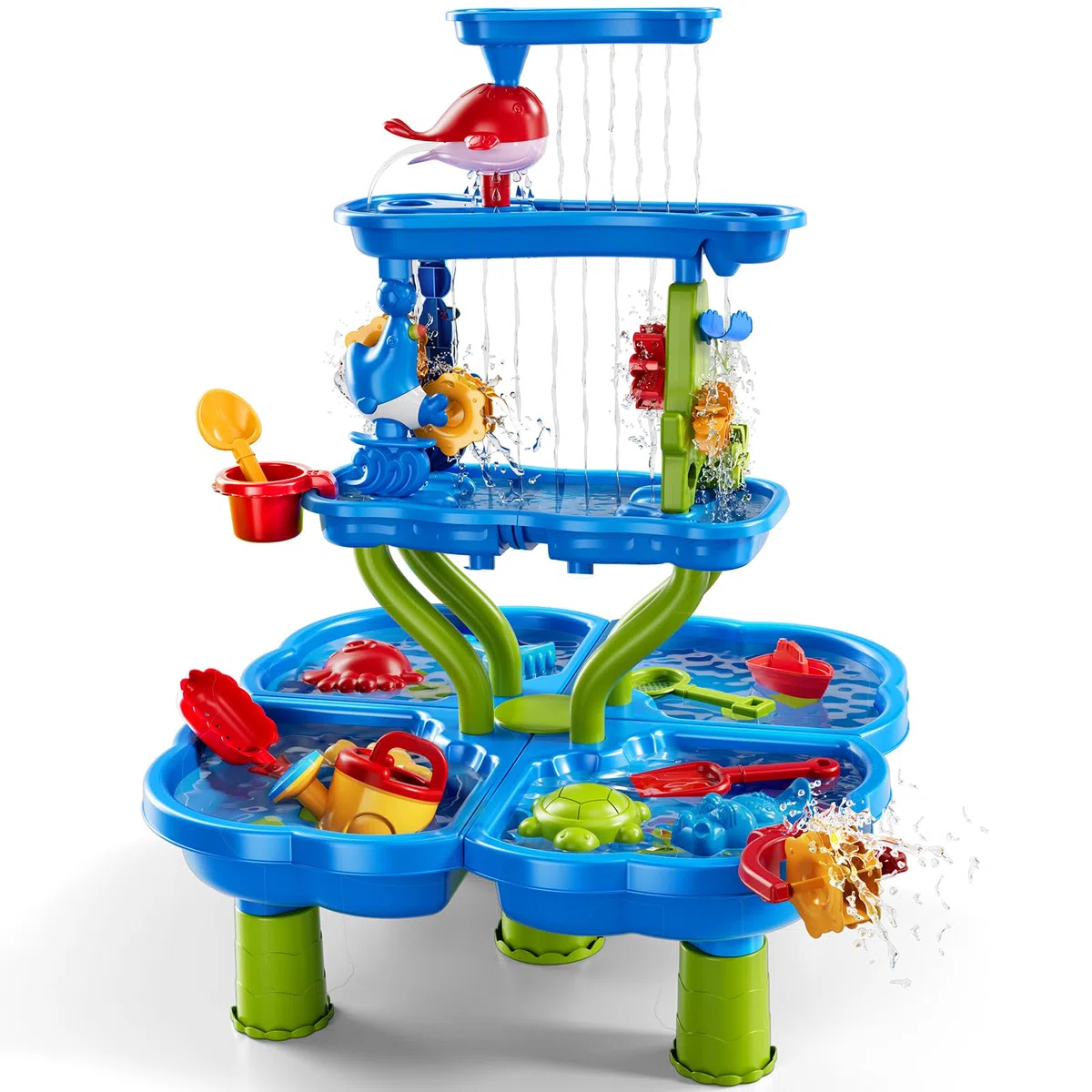 JUKUDAHU Table à sable et à eau pour enfants à partir de 3 à 8 ans - Étang cascade - Jouets de plage d'été d'extérieur - Jouets de salle de bain - Kit de jeu sensoriel - Cadeaux pour garçons et filles