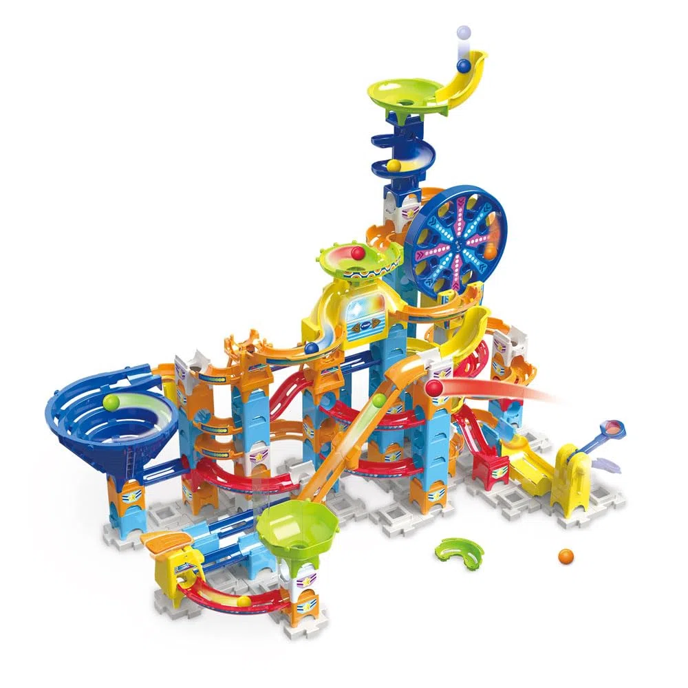 VTech - Marble Rush Ultimate Set Electronic XL200E - Circuit à Billes Géant à Construire, 127 Pièces et 10 Billes - Jeu de Construction Électronique - Cadeau Enfant Dès 4 Ans - Contenu en Français