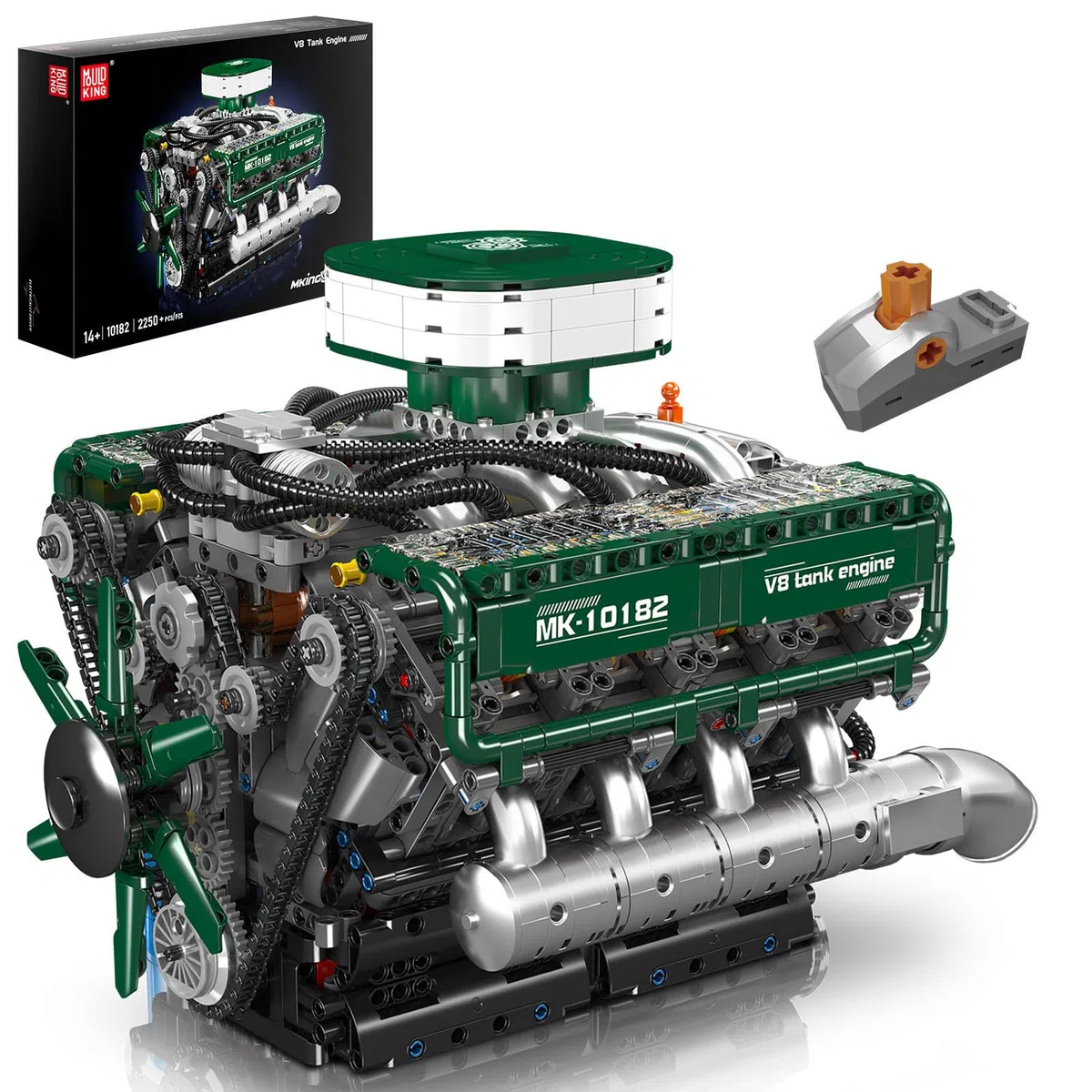 Mould King 10182 Technique V8 Kit de construction moteur avec boîte à piles Engine Kit de modélisation Pièces de collection Cadeaux pour adultes (2250 pièces)