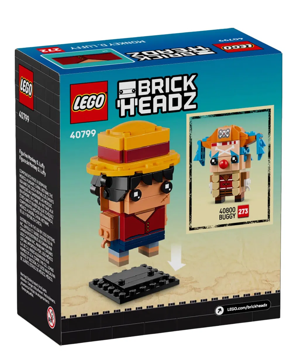 LEGO One Piece 40799 - Figurine de Monkey D. Luffy BrickHeadz - Collector pour Les Fans de Manga - Idée Cadeau pour Filles et garçons à partir de 8 Ans