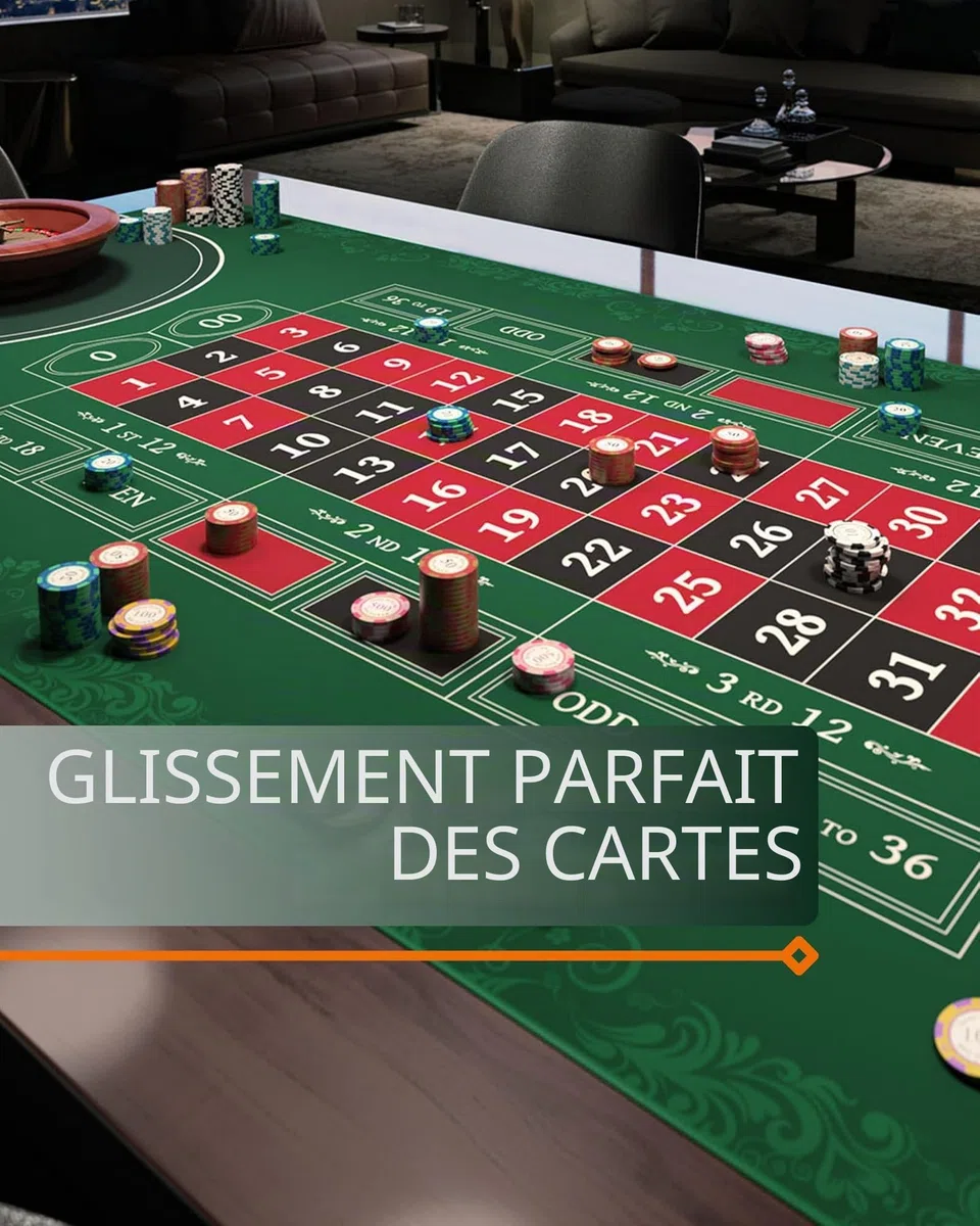 Bullets Playing Cards, Tapis de roulette, Différentes tailles, Double 0 ou Single 0 (double 0, 140 x 75 cm)