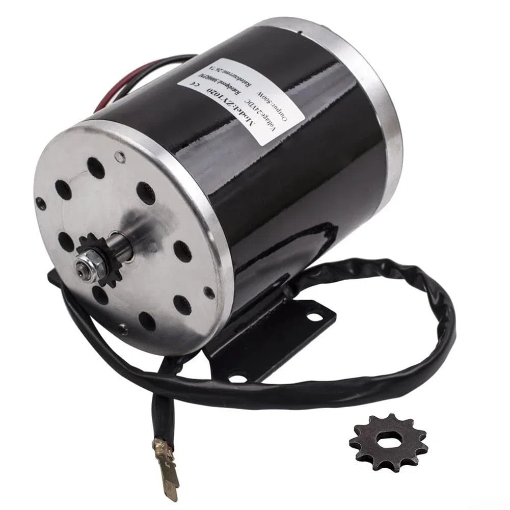Moteur électrique 500 W 24 V DC ZY1020 à couple élevé pour scooter, kart minibike, projets de bricolage, 107 mm