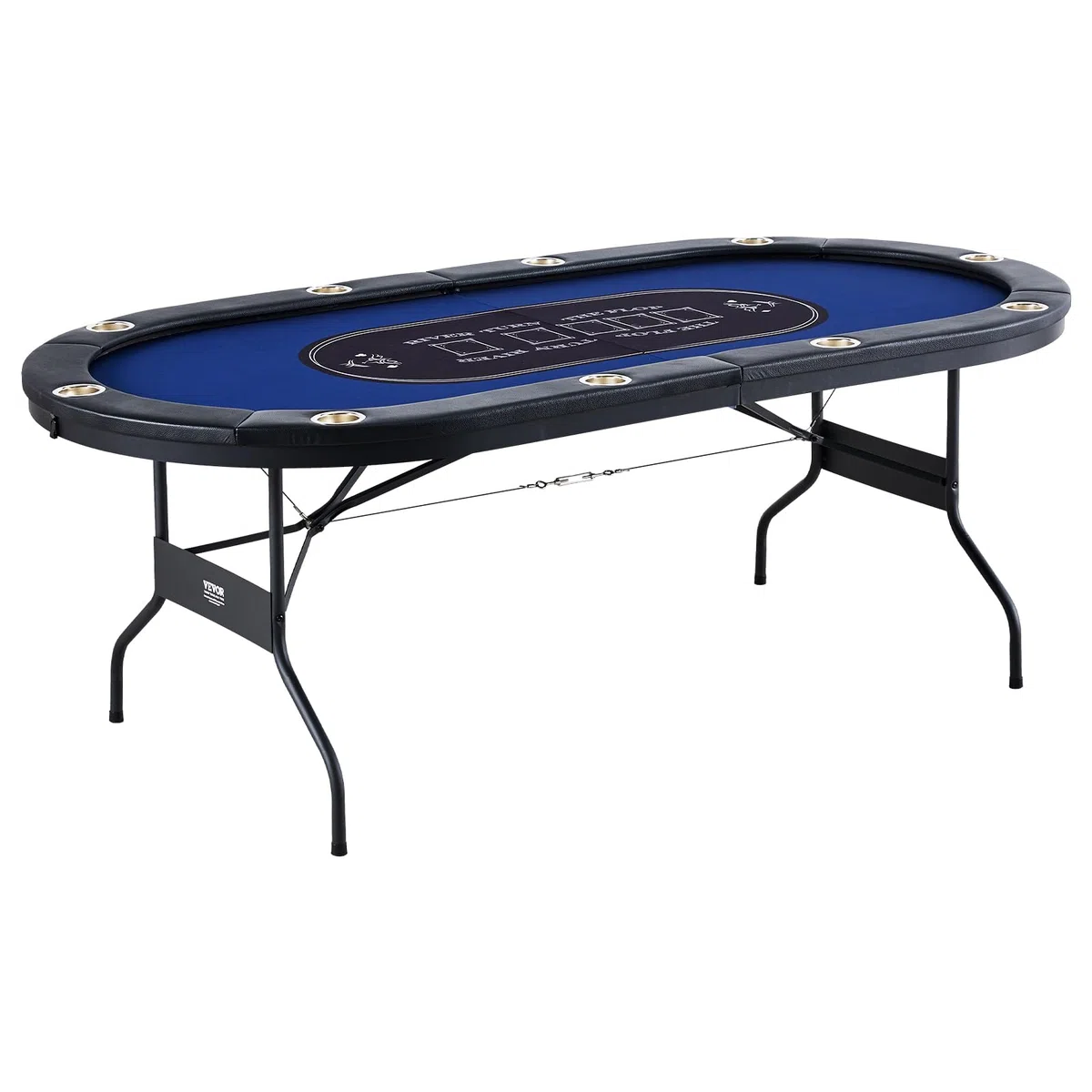 VEVOR Table de Poker Pliable 214 cm pour 10 Joueurs Table de Casino Blackjack Texas Holdem avec Rails Rembourrés et Porte-Gobelets en Acier Inoxydable Table de Jeu de Cartes Jeu de Société Maison