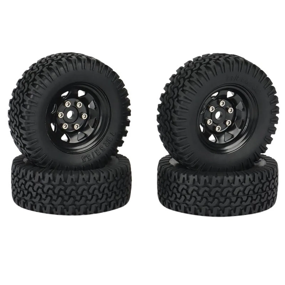 RC Pneus Jante Compatible avec Axial Jr 90069 D90 TF2 pour Tamiya CC01 LC70 pour MST 1/10 RC Crawler Car Lot De 4 Pneus De Jante De Roue À pour Talon en Métal 1,55