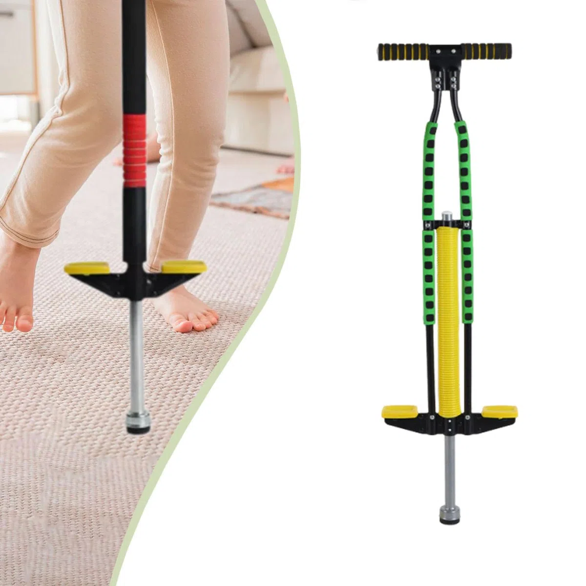 Colcolo Accessoire pour bâton sauteur : poignée facile, revêtement en mousse, jouet d'exercice actif pour l'extérieur, idéal pour les débutants et, Vert
