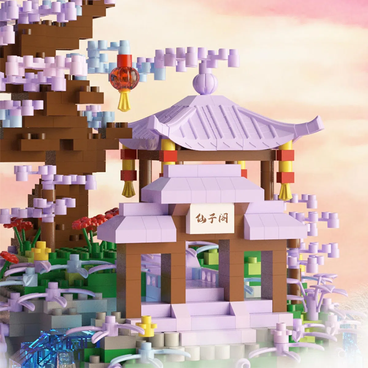 2436 pièces Micro Briques,Bricolage Modèle avec LED Lumière,Kit Maison d'arbre Sakura pour Adultes,Jouets d'architecture modulaires Non Compatible avec Maison Lego