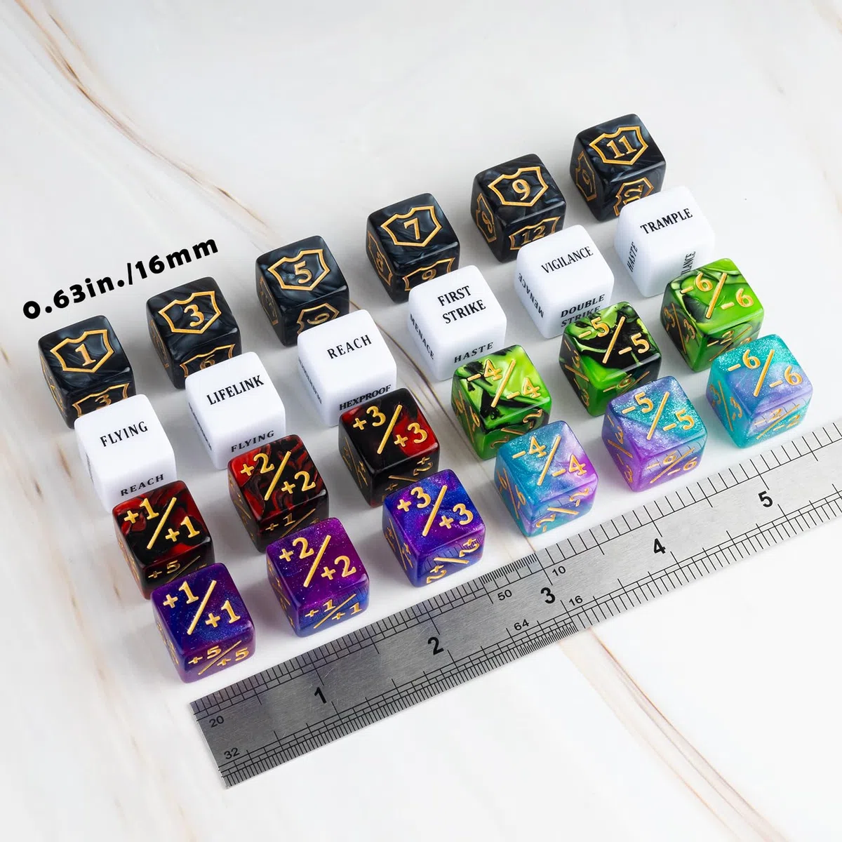 Lot de 63 dés MTG à 6 Faces pour Magic The Gathering, TCG, Cartes et Accessoires de Jeu
