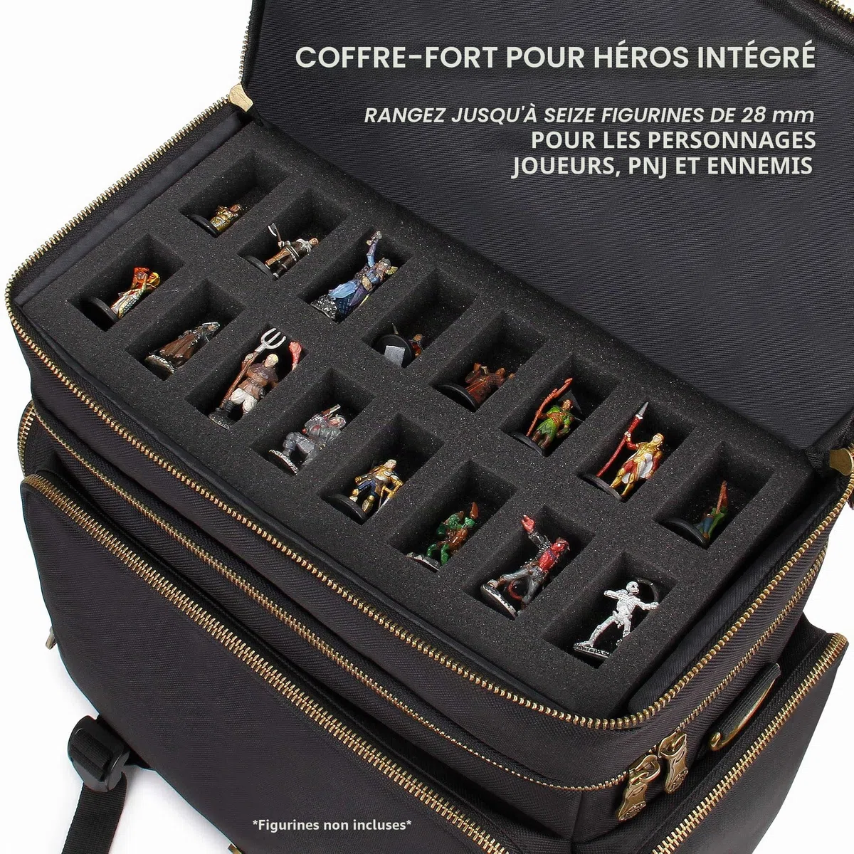 Enhance Sac de Voyage RPG Jeux de Table avec Donjons et Dragons et Figurines, Sacoche de Transport Rembourrée à Multiples Rangements avec Compartiment pour Livres (4 à 8) et Poche pour Dés et Jetons